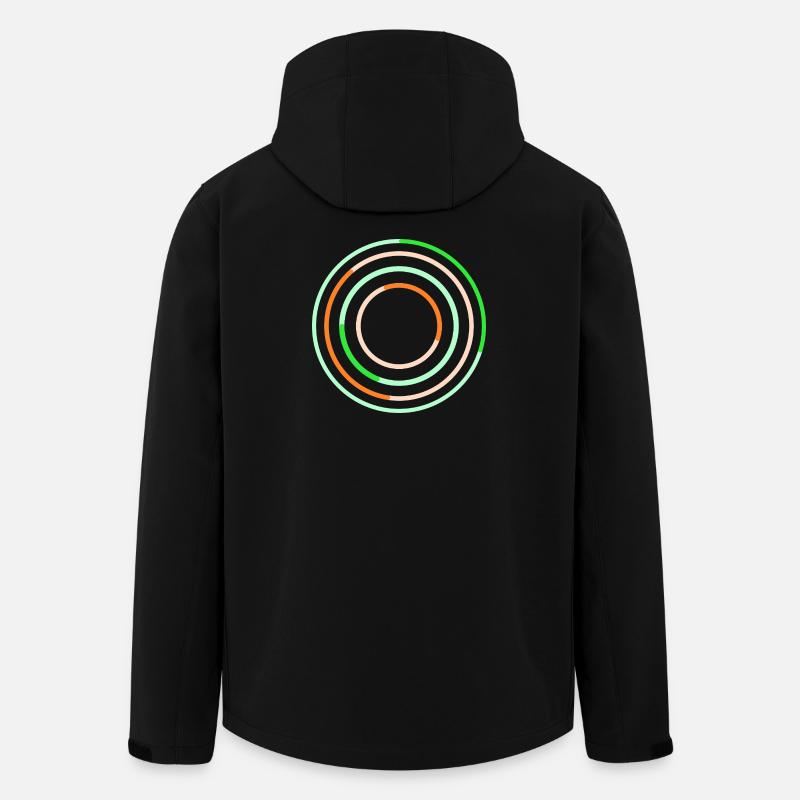 Abstraktes kreisförmiges Linienkunstdesign - Recycelte Männer Softshell-Jacke von Stanley/Stella - Schwarz
