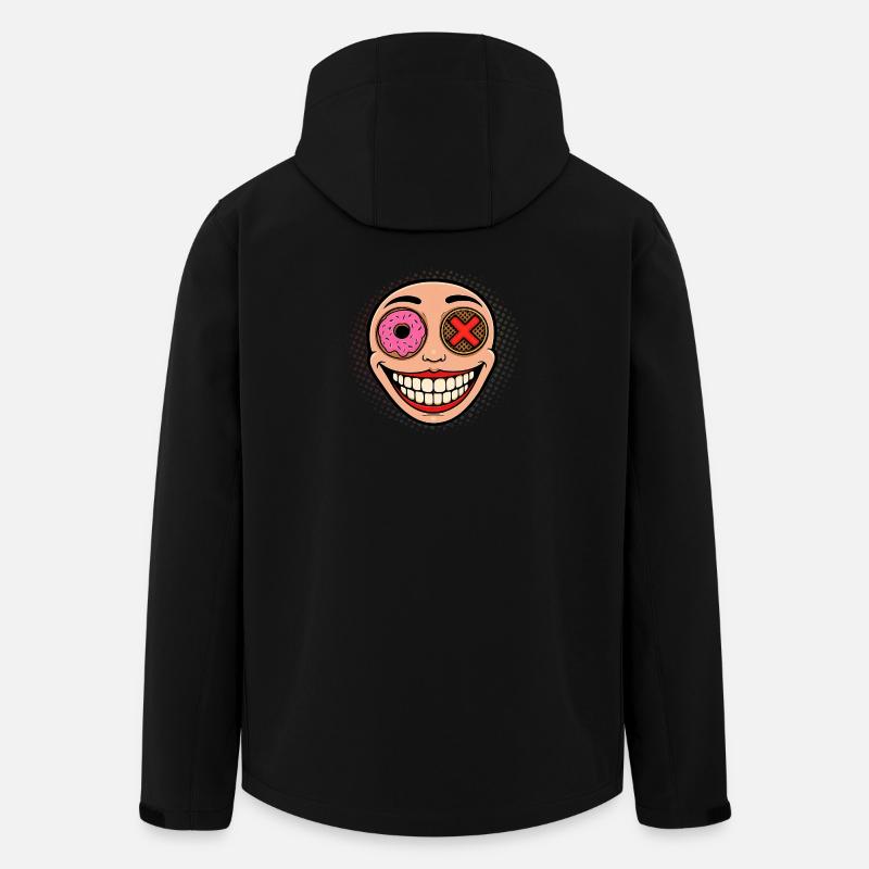 Mascotte souriante avec Donut et Kake - Veste softshell homme en polyester recyclé Stanley/Stella - noir