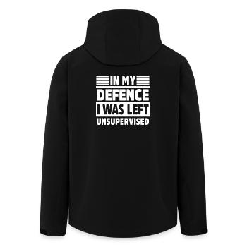 Zu meiner Verteidigung: Ich wurde unbeaufsichtigt gelassen, cool, lustig - Recycelte Männer Softshell-Jacke von Stanley/Stella - Schwarz - Hinten - AI Model Male 185 light (185cm)