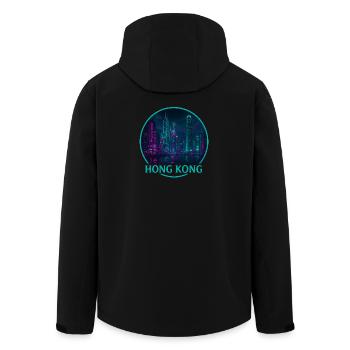 Hong Kong Souvenir Cyberpunk - Men’s Recycled Softshell Jacket by Stanley/Stella - black - Back - AI Model Male 185 light (185cm)