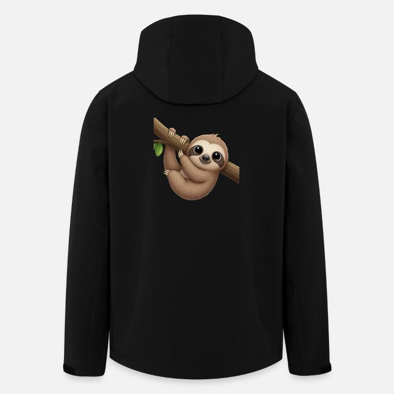 Cute sloth with branch - Men’s Recycled Softshell Jacket by Stanley/Stella - black