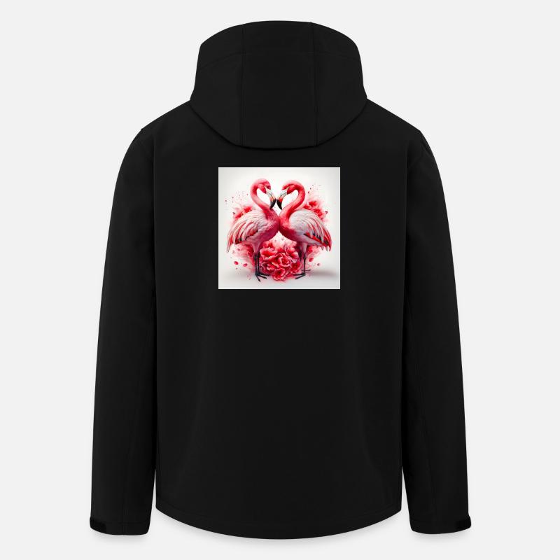 Flamingoherzen und Blumen - Recycelte Männer Softshell-Jacke von Stanley/Stella - Schwarz