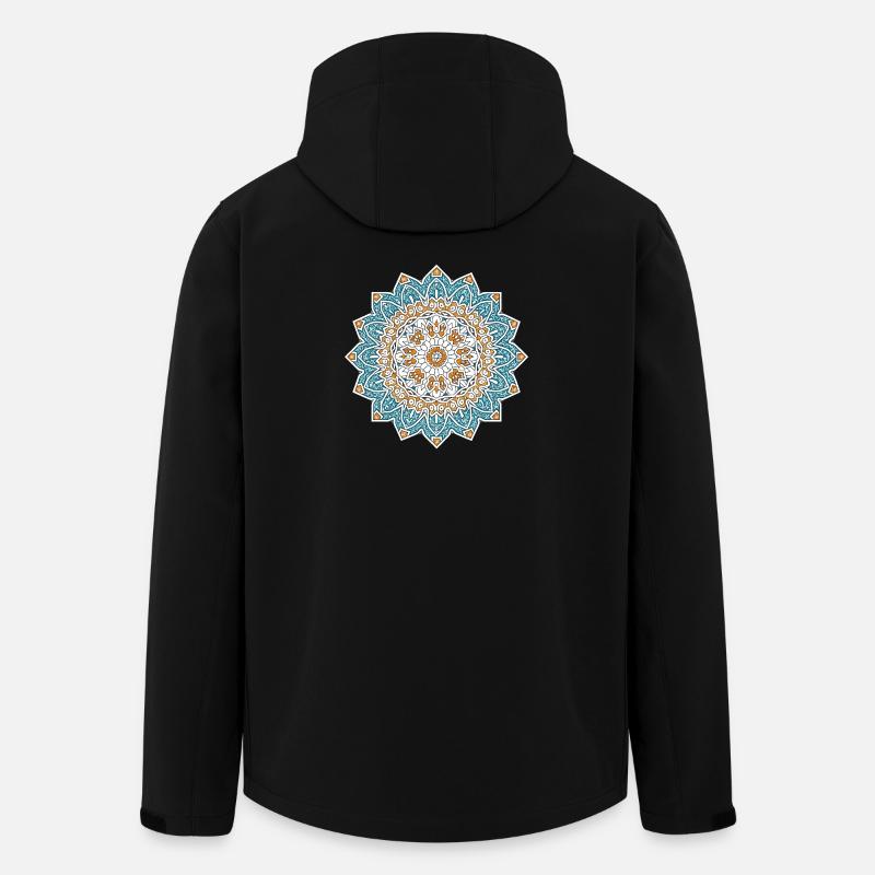 Mandala persan – Bleu et or - Veste softshell homme en polyester recyclé Stanley/Stella - noir