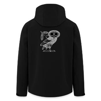 Owl of Athena [Black + Wreath & Crescent] - Men’s Recycled Softshell Jacket by Stanley/Stella - black - Back - AI Model Male 185 light (185cm)
