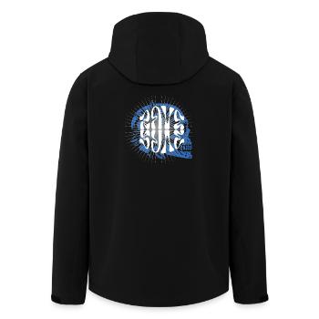 Rave-Musik Ethereal Skull mit Radiant Lines - Recycelte Männer Softshell-Jacke von Stanley/Stella - Schwarz - Hinten - AI Model Male 185 light (185cm)