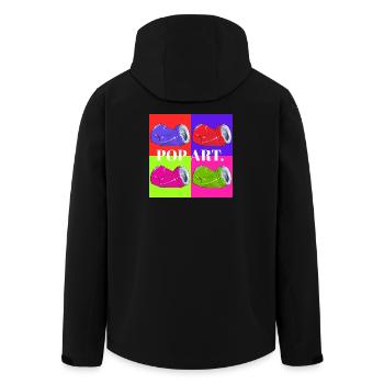 Pop Art Cola Dosen Design - Recycelte Männer Softshell-Jacke von Stanley/Stella - Schwarz - Hinten - AI Model Male 185 light (185cm)
