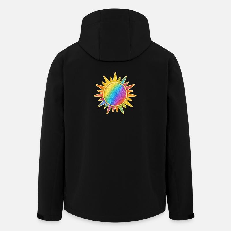 Lebendiges Regenbogen-Sunburst-Design - Recycelte Männer Softshell-Jacke von Stanley/Stella - Schwarz