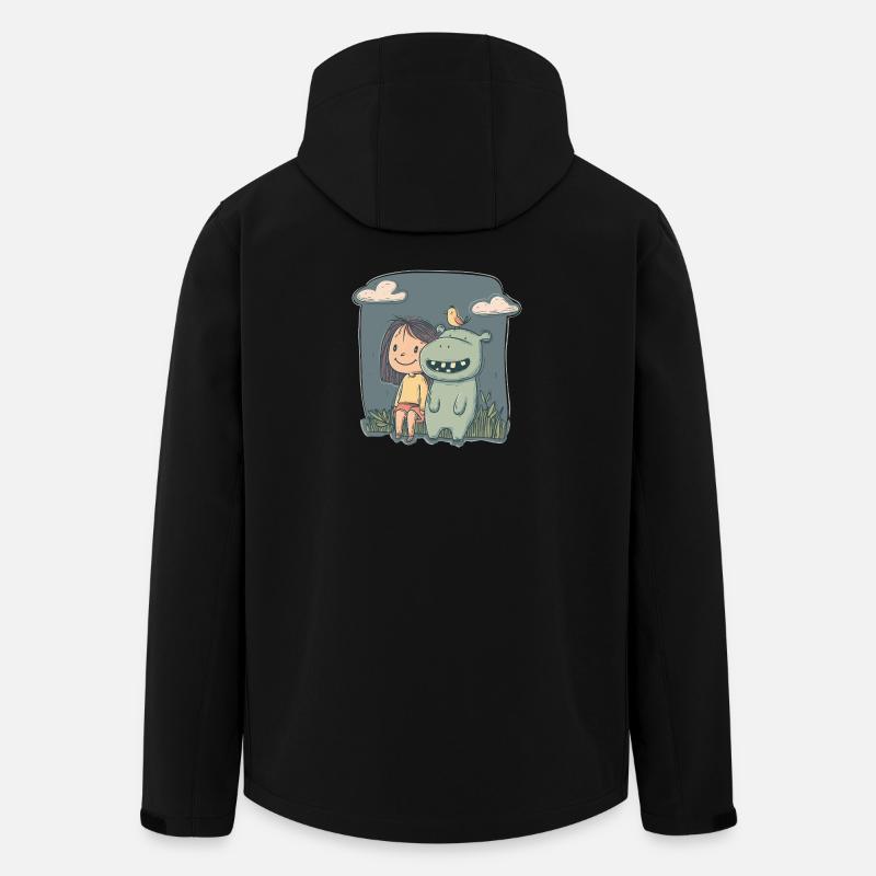 Mädchen und Nilpferd Freundschaft - Recycelte Männer Softshell-Jacke von Stanley/Stella - Schwarz