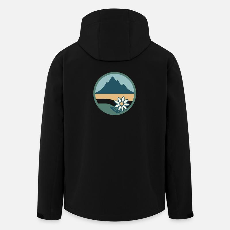 Berglandschaft mit Blumenmotiv - Recycelte Männer Softshell-Jacke von Stanley/Stella - Schwarz