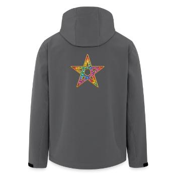 Pentagramm | Leuchtender Regenbogen-Stern - Recycelte Männer Softshell-Jacke von Stanley/Stella - Schwarz - Hinten - AI Model Male 185 light (185cm)
