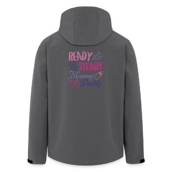 Ready Steady Mom and Dad Baby Shower Design - Men’s Recycled Softshell Jacket by Stanley/Stella - black - Back - AI Model Male 185 light (185cm)