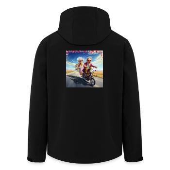 Drôles de seniors sur la balade en vélo électrique joie de vivre - Veste softshell homme en polyester recyclé Stanley/Stella - noir - Dos - AI Model Male 185 light (185cm)
