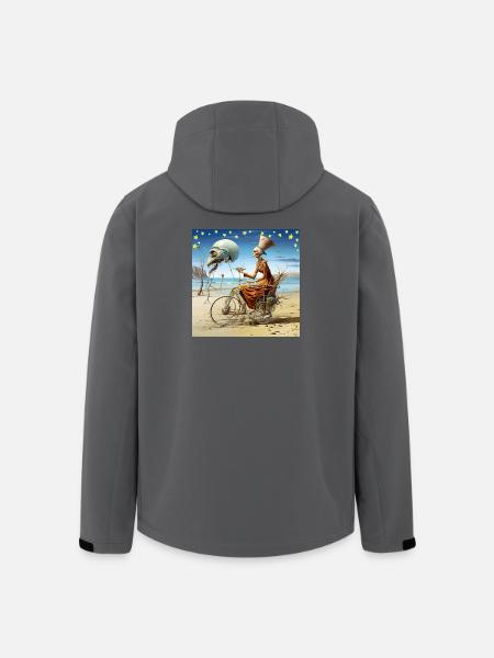 Surreal beach spirit with moonskull Halloween - Men’s Recycled Softshell Jacket by Stanley/Stella - black