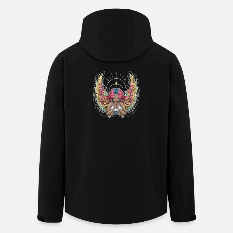 Illustration du rêveur ailé serein - Veste softshell homme en polyester recyclé Stanley/Stella - noir