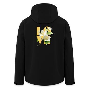 Elegante Jasmin Blumige Liebe Typografie - Recycelte Männer Softshell-Jacke von Stanley/Stella - Schwarz - Hinten - AI Model Male 185 light (185cm)