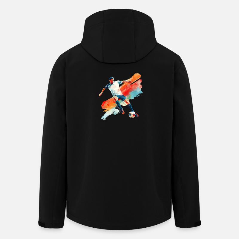 Dynamic soccer player in motion - Men’s Recycled Softshell Jacket by Stanley/Stella - black