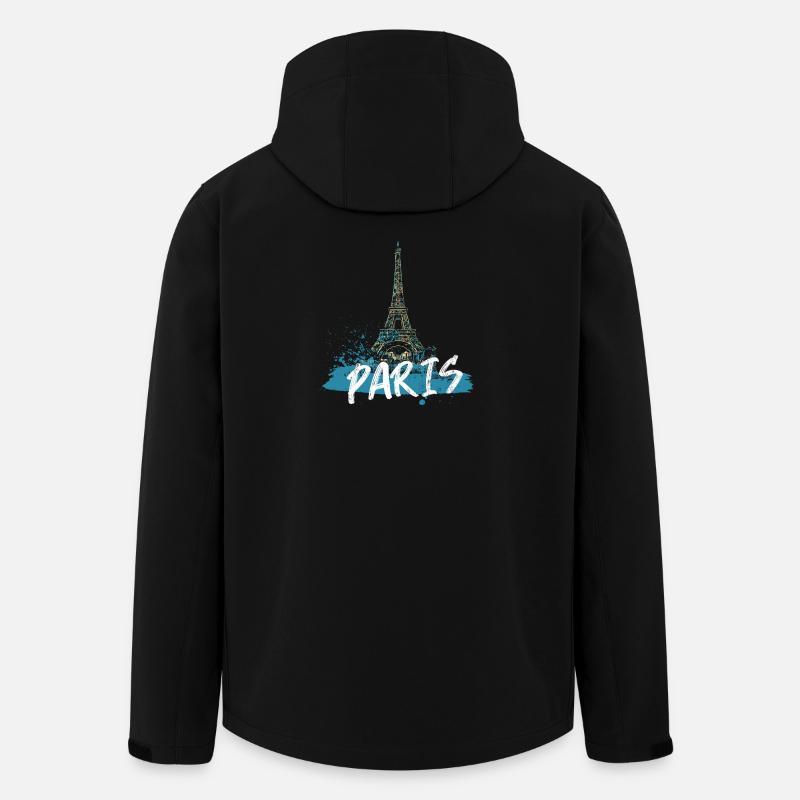 Paris Eiffel Tower with Calligraphy - Men’s Recycled Softshell Jacket by Stanley/Stella - black