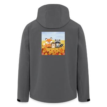 Herbstliches Waldtier-Trio - Recycelte Männer Softshell-Jacke von Stanley/Stella - Anthrazit - Hinten - AI Model Male 185 light (185cm)
