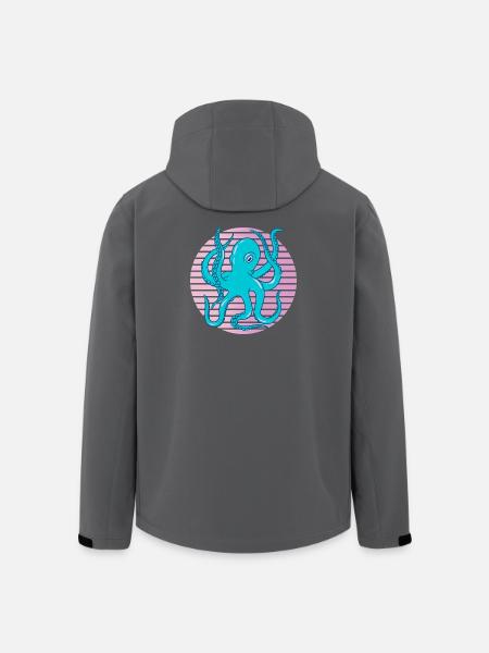 Neon Octopus Retro Sea Art Squid - Men’s Recycled Softshell Jacket by Stanley/Stella - black
