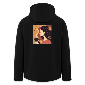 Affiche vintage de style rétro café - Veste softshell homme en polyester recyclé Stanley/Stella - noir - Dos - AI Model Male 185 light (185cm)