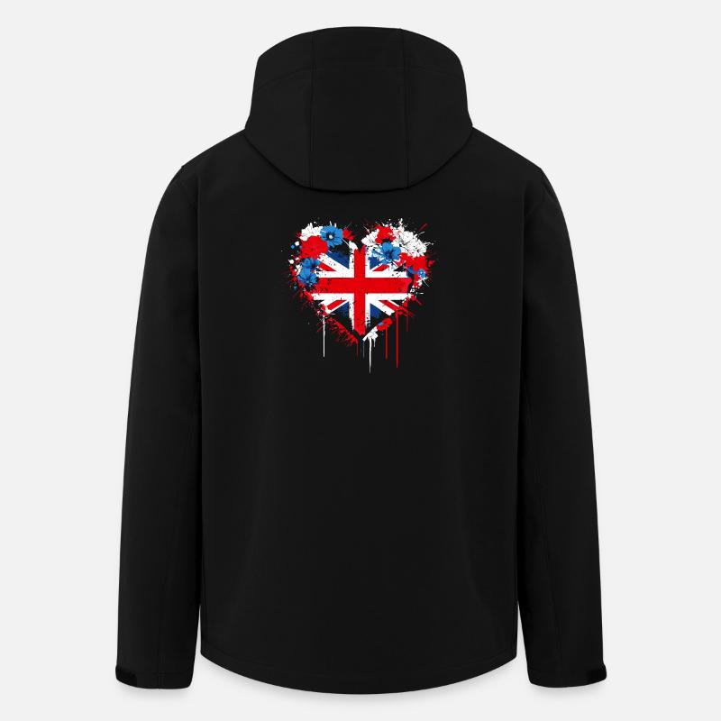 Herz von Union Jack Splash - Recycelte Männer Softshell-Jacke von Stanley/Stella - Schwarz