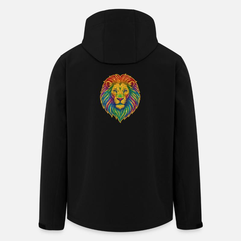 Motif scintillant du lion arc-en-ciel - Veste softshell homme en polyester recyclé Stanley/Stella - noir