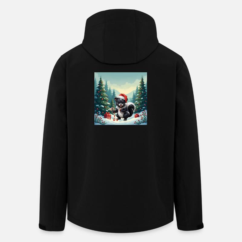 Weihnachtsstinktier im verschneiten Wald - Recycelte Männer Softshell-Jacke von Stanley/Stella - Schwarz