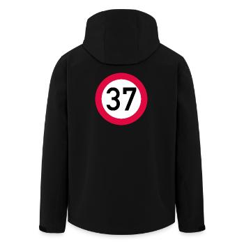 37e anniversaire Attention ! Panneau de signalisation 37 Km/h - Veste softshell homme en polyester recyclé Stanley/Stella - noir - Dos - AI Model Male 185 light (185cm)