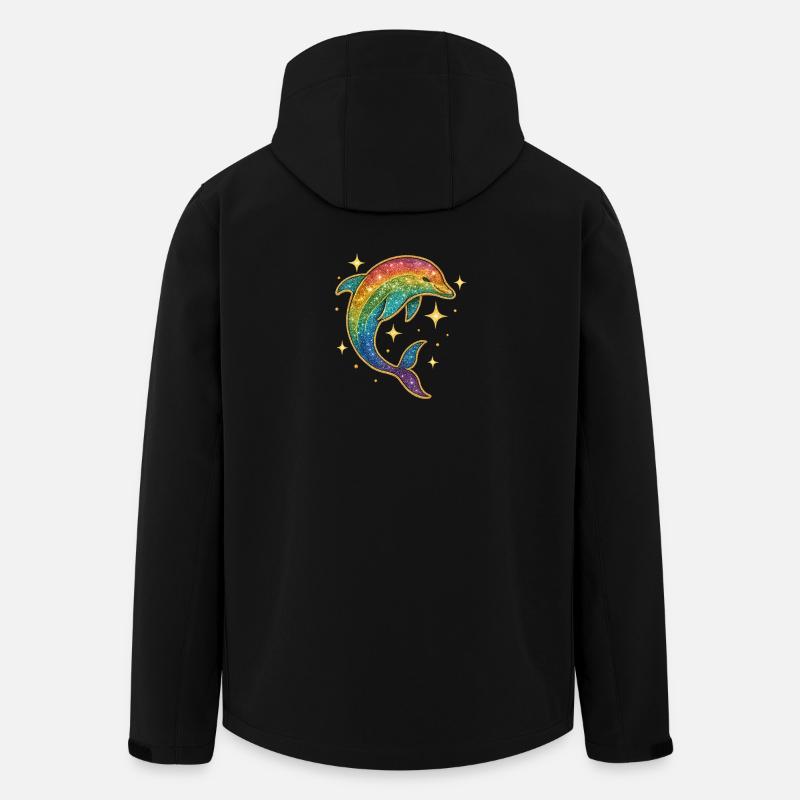 Regenbogen Delfin Sternenglitzer - Recycelte Männer Softshell-Jacke von Stanley/Stella - Schwarz