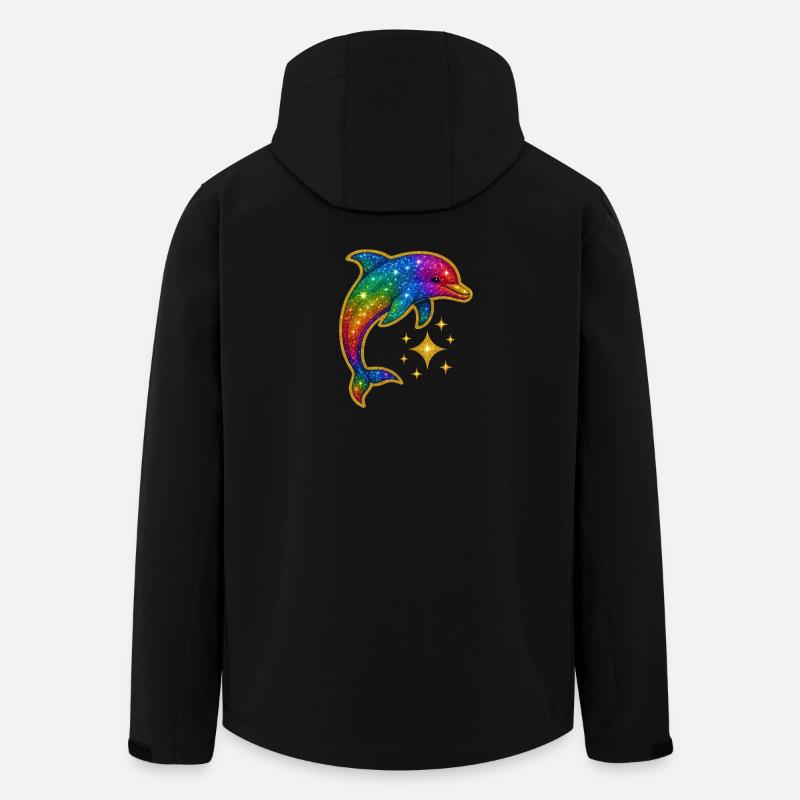Dauphin à paillettes arc-en-ciel - Veste softshell homme en polyester recyclé Stanley/Stella - noir