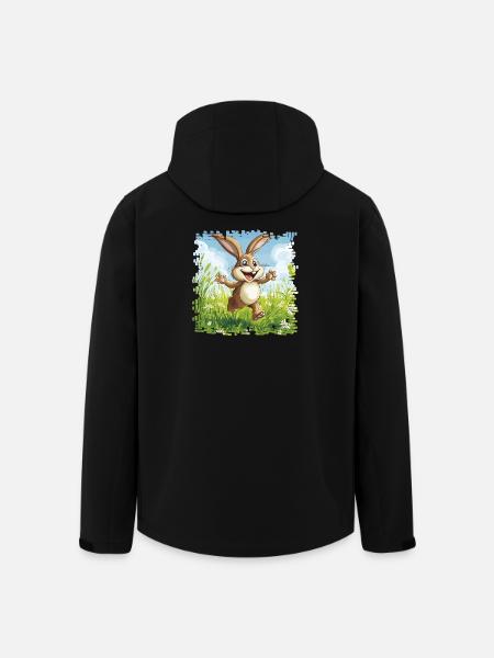 Cheerful bunny in spring meadow - Men’s Recycled Softshell Jacket by Stanley/Stella - black