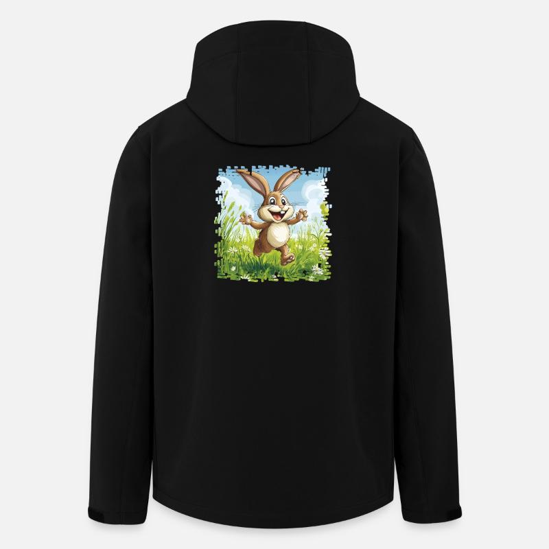 Cheerful bunny in spring meadow - Men’s Recycled Softshell Jacket by Stanley/Stella - black