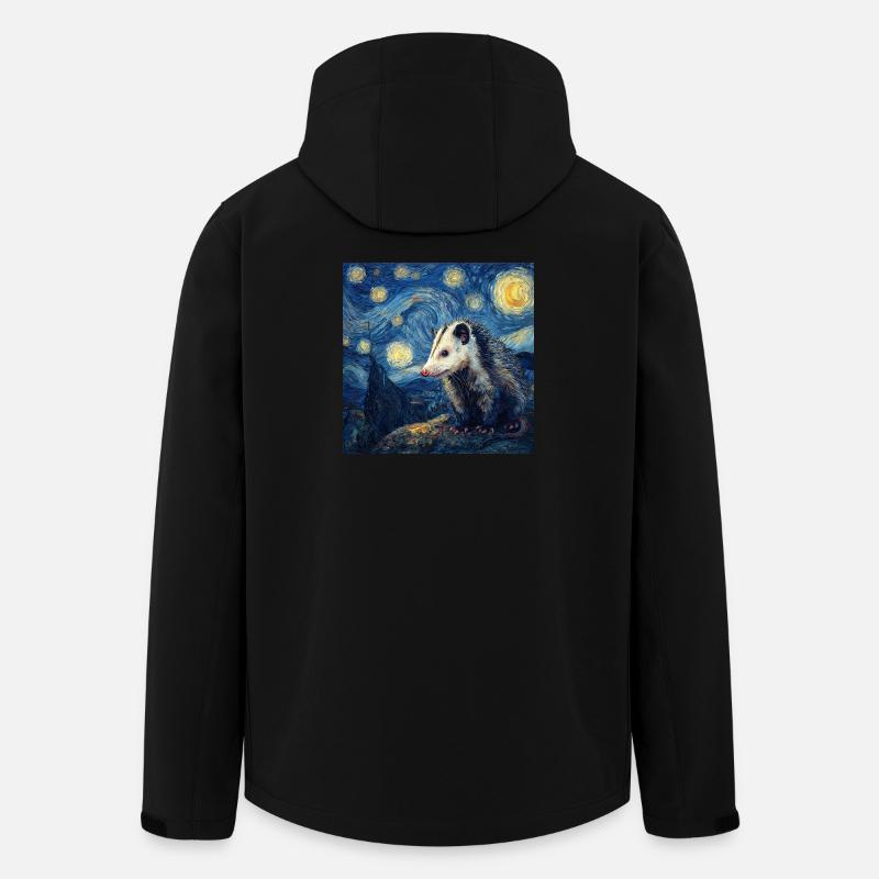 Opossum Van Gogh Nuit étoilée - Veste softshell homme en polyester recyclé Stanley/Stella - noir