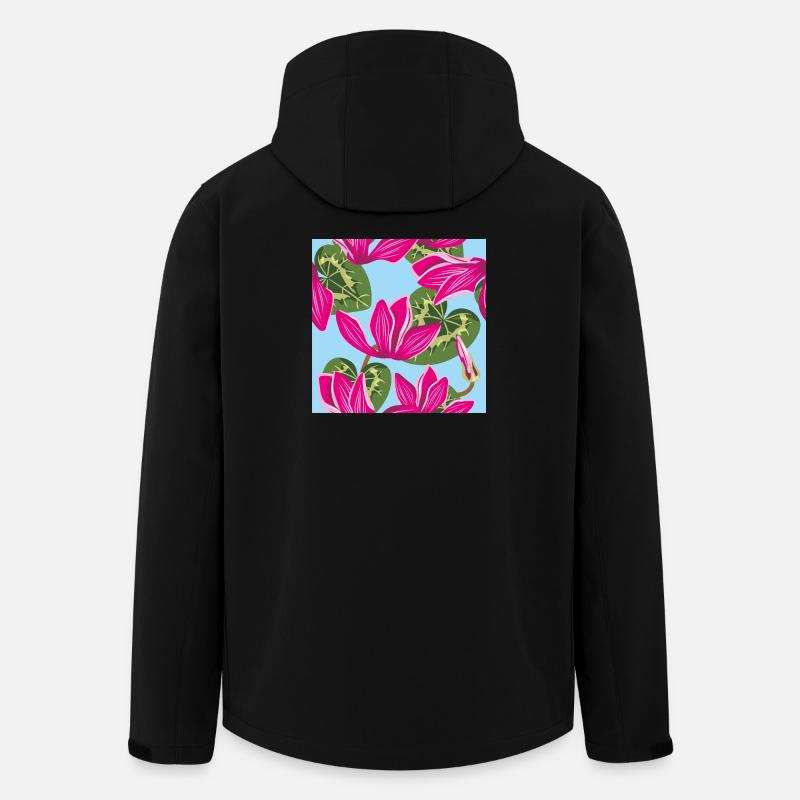 Helles Muster mit Alpenveilchenblüten - Recycelte Männer Softshell-Jacke von Stanley/Stella - Schwarz
