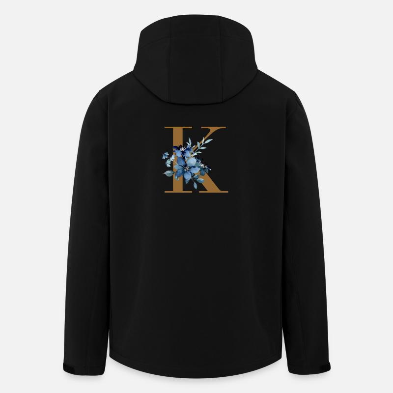 K Monogramme à fleurs bleues - Veste softshell homme en polyester recyclé Stanley/Stella - noir