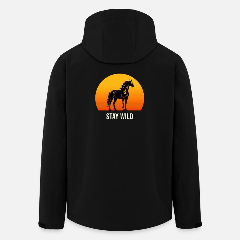 Stay Wild Pferd Sonnenuntergang Silhouette - Recycelte Männer Softshell-Jacke von Stanley/Stella - Schwarz