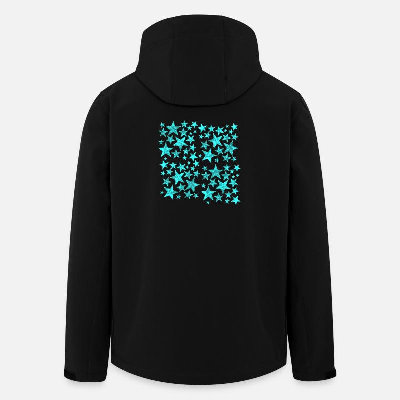 Turquoise Star Pattern - Men’s Recycled Softshell Jacket by Stanley/Stella - black