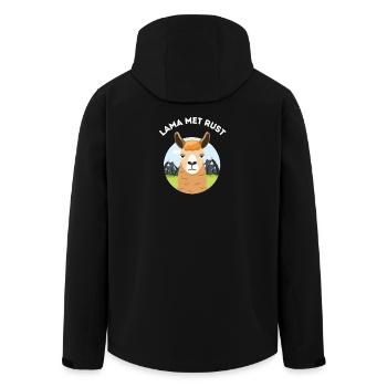 Llama at Rest – Funny pun - Men’s Recycled Softshell Jacket by Stanley/Stella - black - Back - AI Model Male 185 light (185cm)