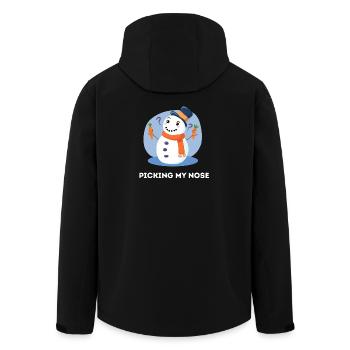 In der Nase bohren – Lustiges Schneemann-Wortspiel - Recycelte Männer Softshell-Jacke von Stanley/Stella - Schwarz - Hinten - AI Model Male 185 light (185cm)