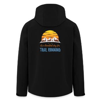 It's a Beautiful Day for Trail Running - Men’s Recycled Softshell Jacket by Stanley/Stella - black - Back - AI Model Male 185 light (185cm)