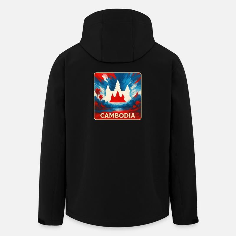 Cambodge – Angkor Wat Design - Veste softshell homme en polyester recyclé Stanley/Stella - noir