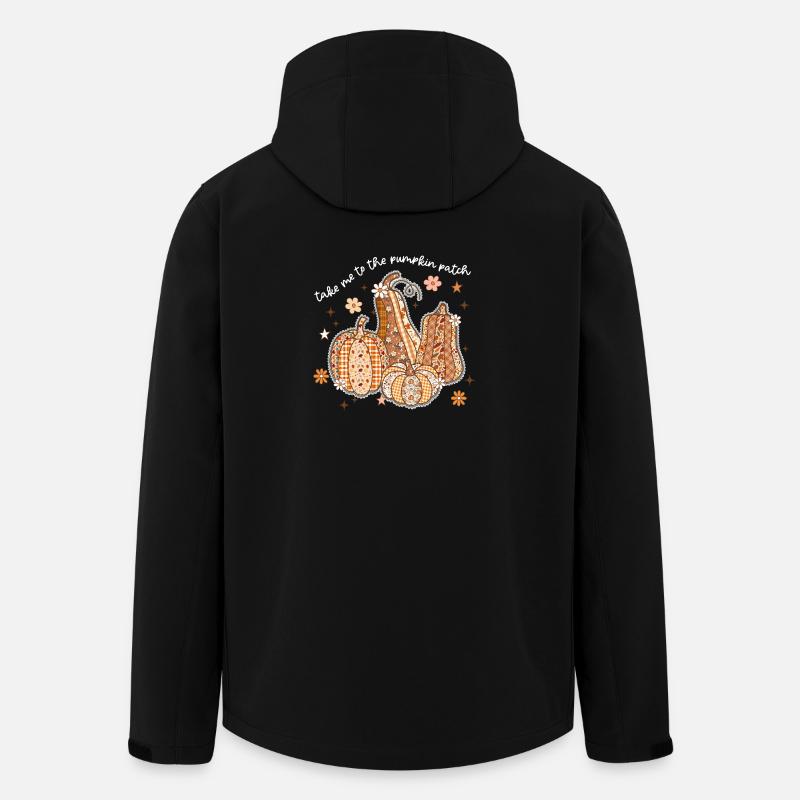 Patchwork Citrouilles Motif Automne - Veste softshell homme en polyester recyclé Stanley/Stella - noir