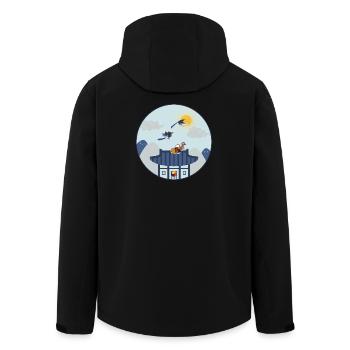 Maison coréenne avec des oiseaux – Design traditionnel - Veste softshell homme en polyester recyclé Stanley/Stella - noir - Dos - AI Model Male 185 light (185cm)
