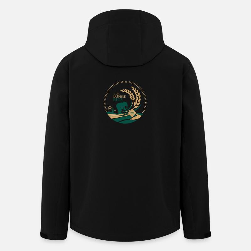 Logo du riz au jasmin thaïlandais Bio - Veste softshell homme en polyester recyclé Stanley/Stella - noir