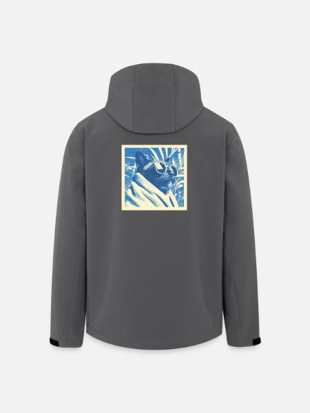 Cool Retro Cat Design - Men’s Recycled Softshell Jacket by Stanley/Stella - black