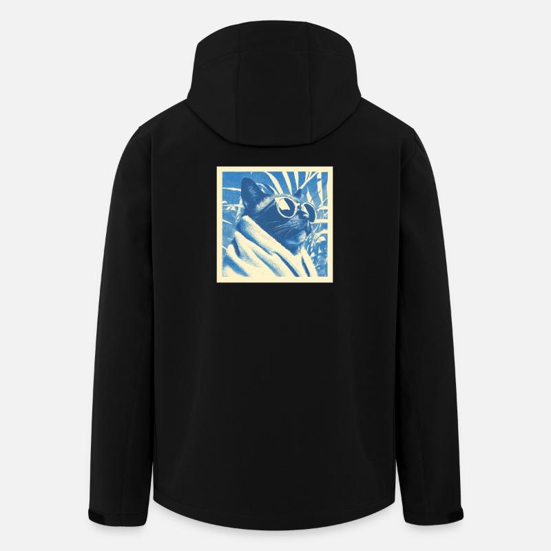 Cool Retro Cat Design - Men’s Recycled Softshell Jacket by Stanley/Stella - black