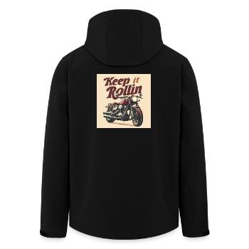 Keep it Rollin’ – Minimalist Typography - Recycelte Männer Softshell-Jacke von Stanley/Stella - Schwarz - Hinten - AI Model Male 185 light (185cm)