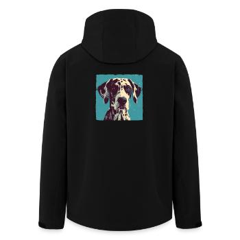 Dalmatian Portrait – Pop Art Vintage in Blue - Men’s Recycled Softshell Jacket by Stanley/Stella - black - Back - AI Model Male 185 light (185cm)