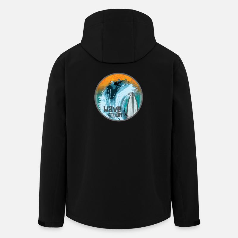 Welle im Surfzauber Patch - Recycelte Männer Softshell-Jacke von Stanley/Stella - Schwarz