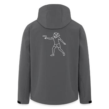 Discgolf Spielerin Skizze – minimalistisches Motiv - Recycelte Männer Softshell-Jacke von Stanley/Stella - Anthrazit - Hinten - AI Model Male 185 light (185cm)